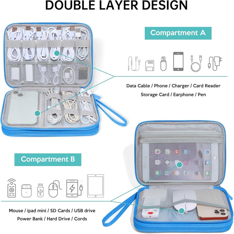 CILLA Electronics Organizer Travel, Travel Cord Organizer Case, Compact Electronics Accessories Bag for Cable, Cord, Charger, Phone - Image 3